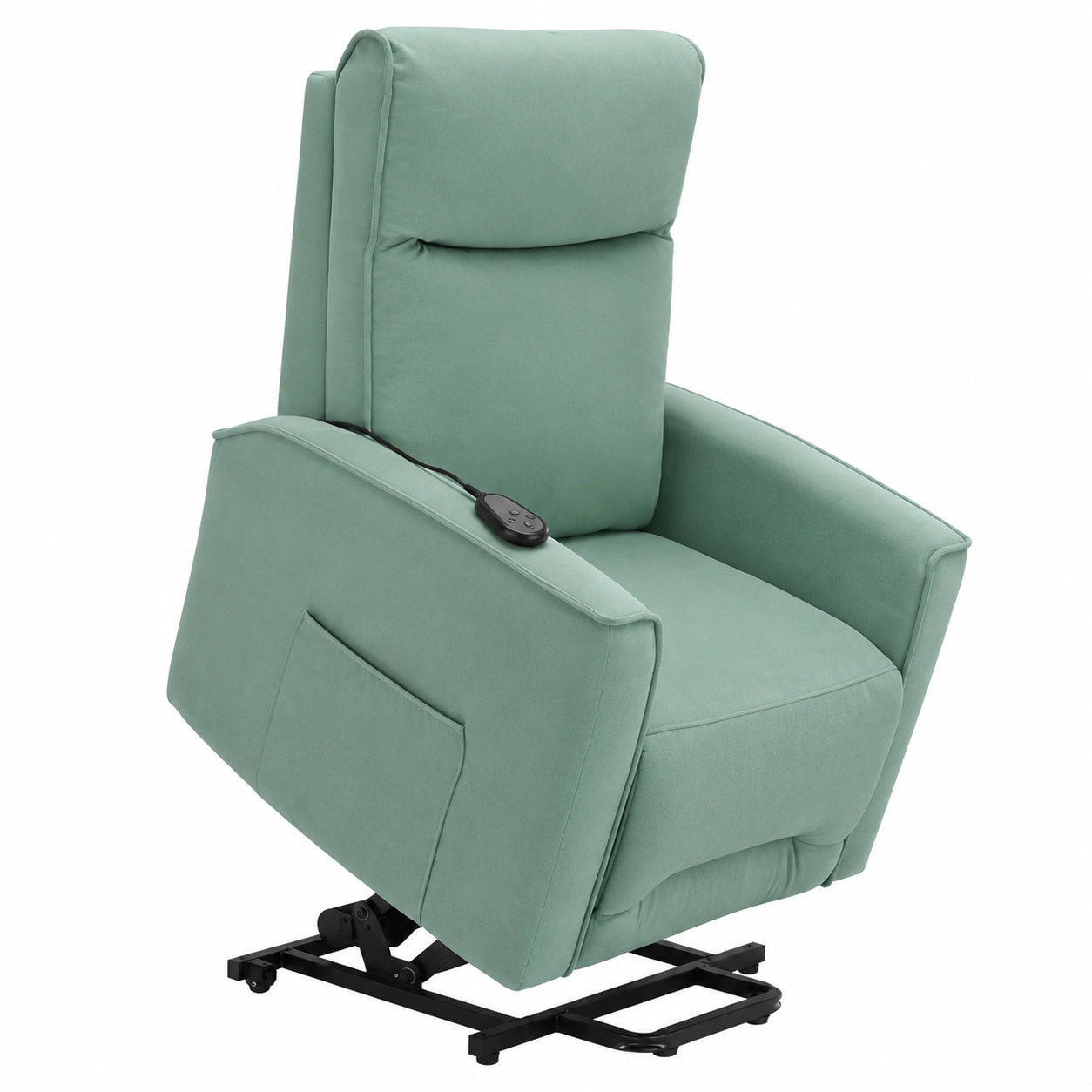 Poltrona Elettrica Relax LONDRA con Motori Doppi, Ruote e Alzapersona, Tessuto Impermeabile (Salvia)