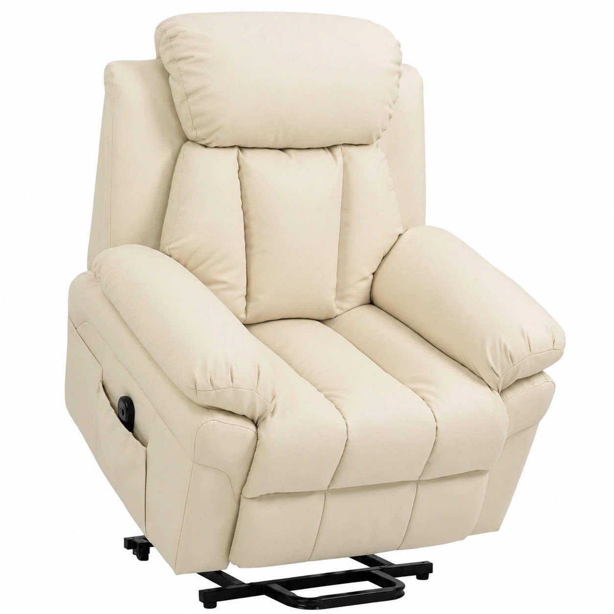Poltrona Relax Elettrica Reclinabile con Alzapersona e Telecomando, Crema 96x93x105 cm