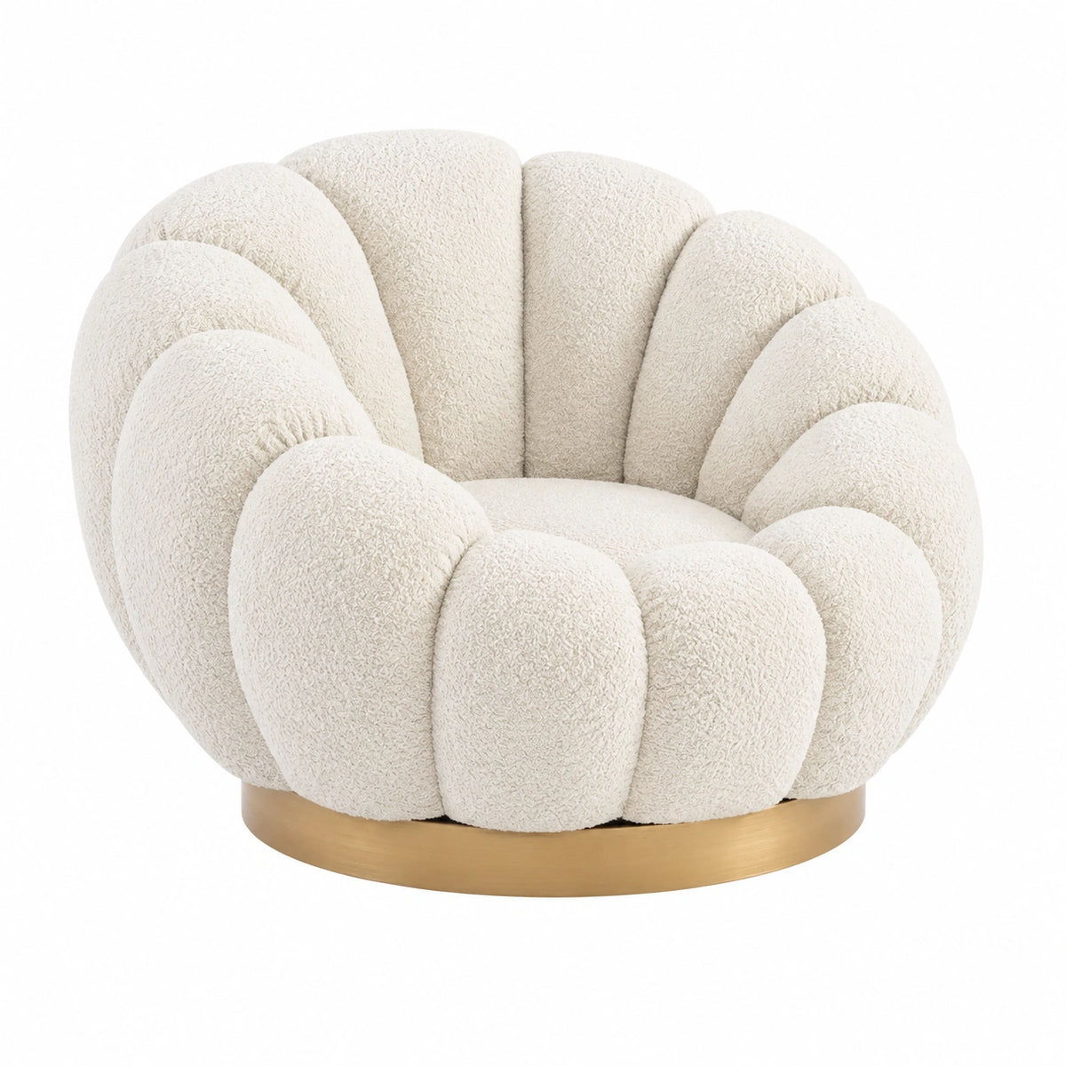 Sedia Girevole FLOREL in Tessuto Bouclé Naturale di KONTE.DESIGN