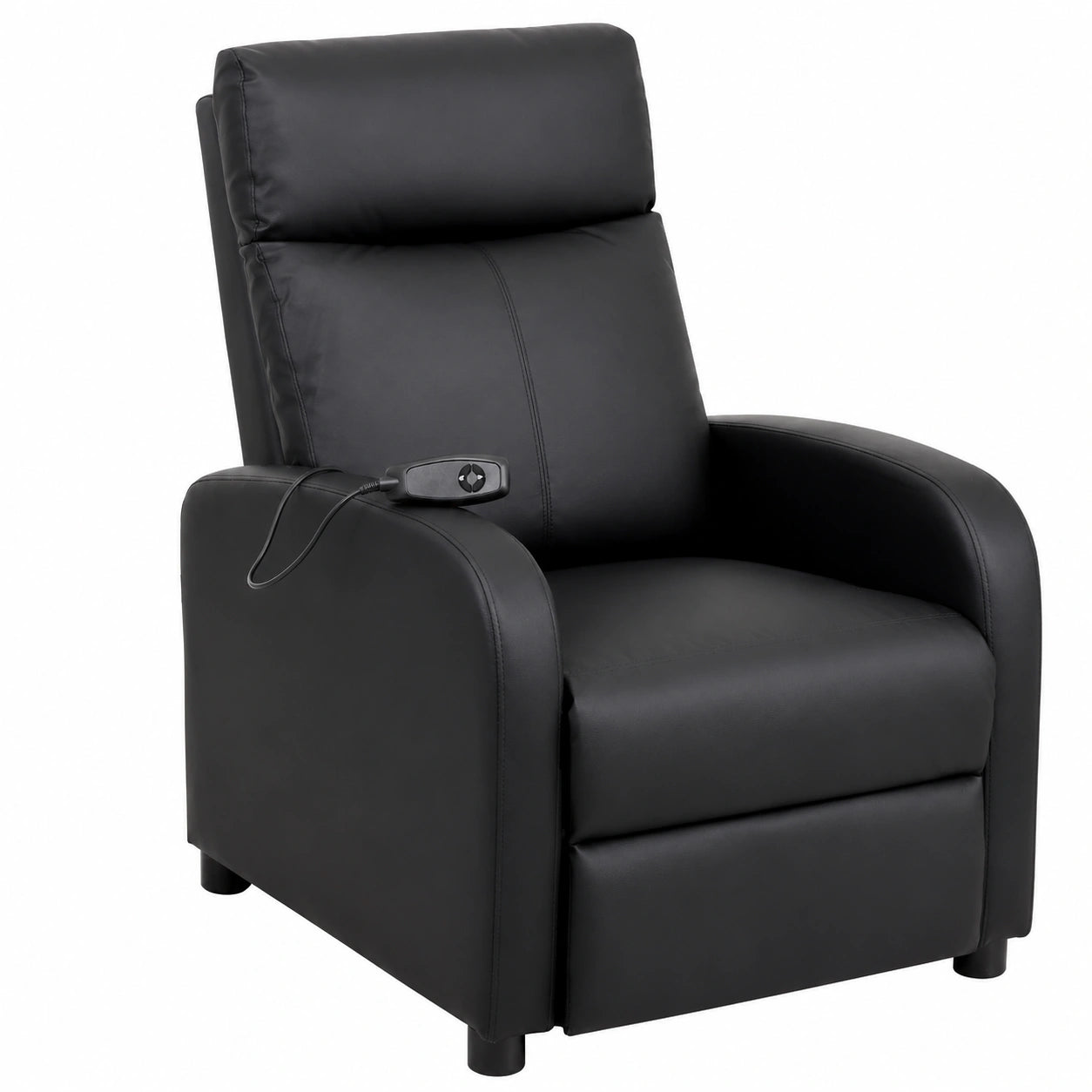 Poltrona Relax Elettrica in Schiuma Morbida con Telecomando e Poggiapiedi, Facile da Montare, Nero, 66x75x99 cm