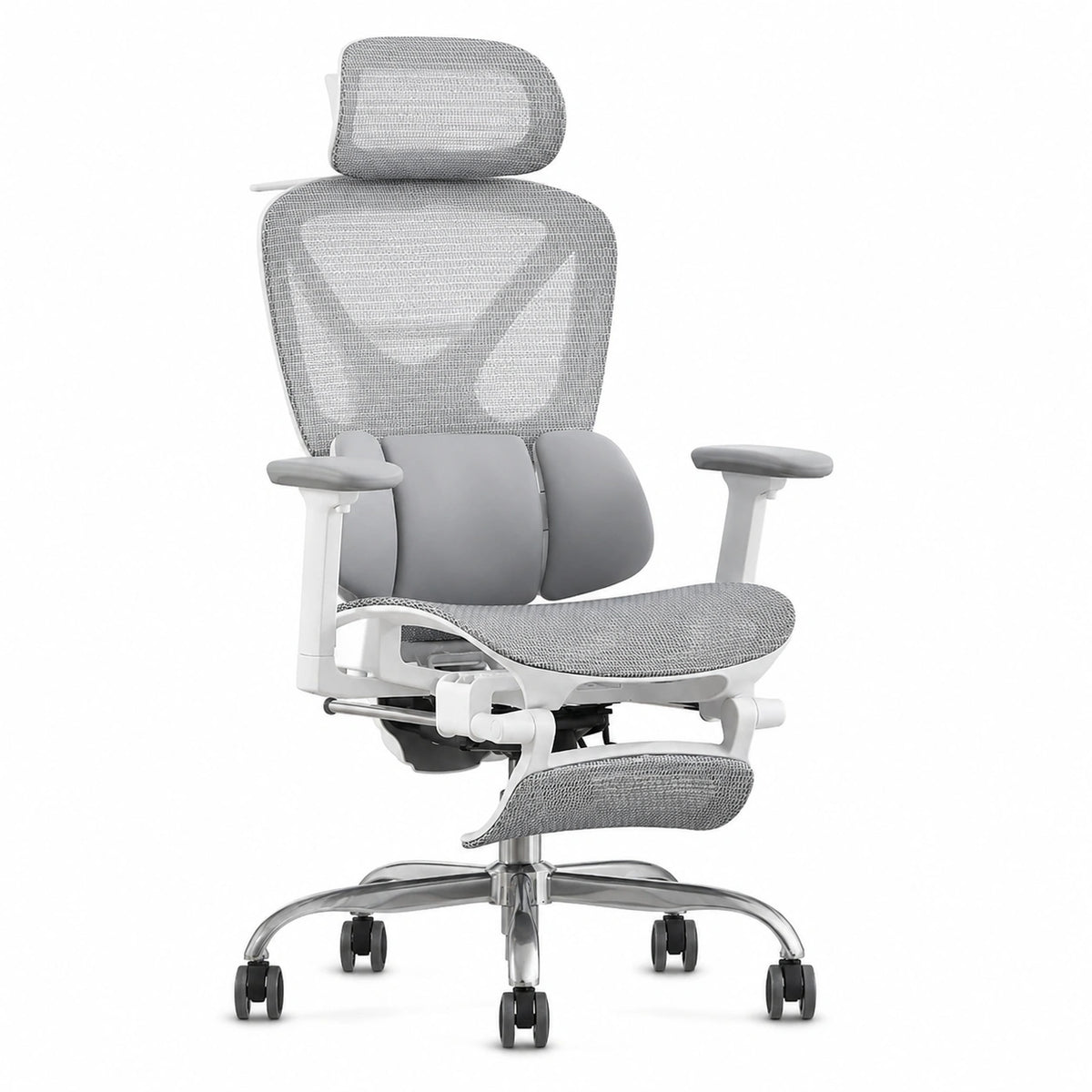 Ya-Home Poltrona Ufficio Ergonomica con Supporto Lombare, Braccioli e Poggiatesta Regolabili, Grigio
