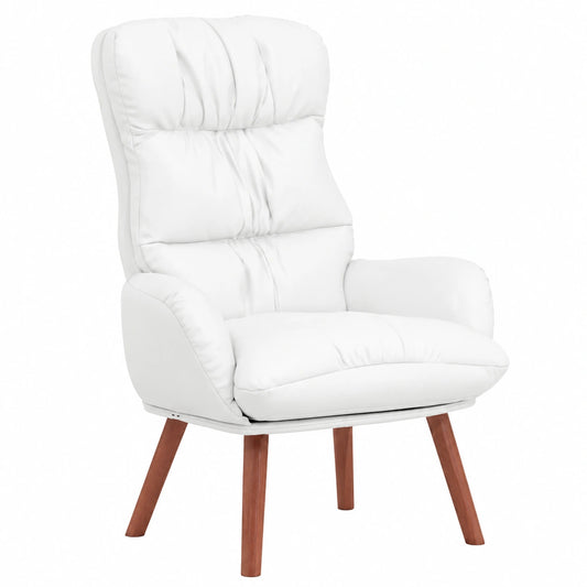 Poltrona Moderna in Pelle Sintetica Bianca per Casa e Ufficio, 69x74x93 cm