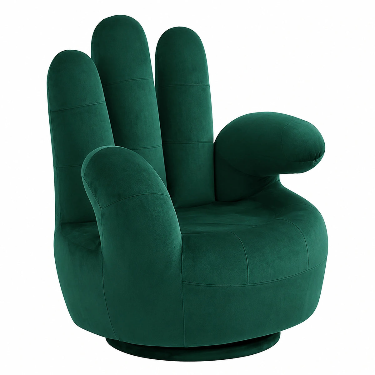 Poltrona Girevole in Velluto Verde Smeraldo a Forma di Mano - CATCHY