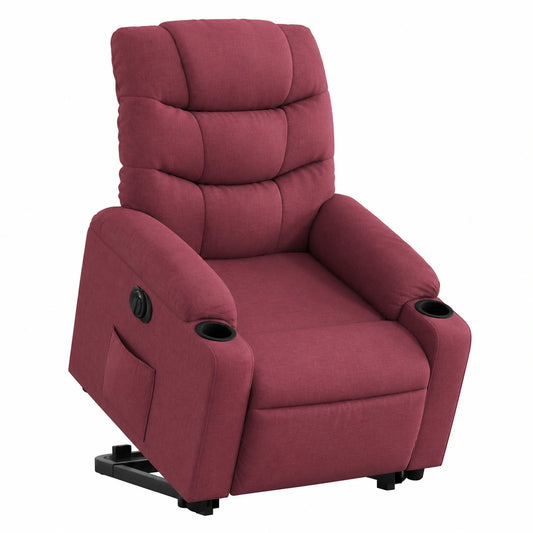 Poltrona Elettrica Reclinabile in Tessuto Rosso Vino