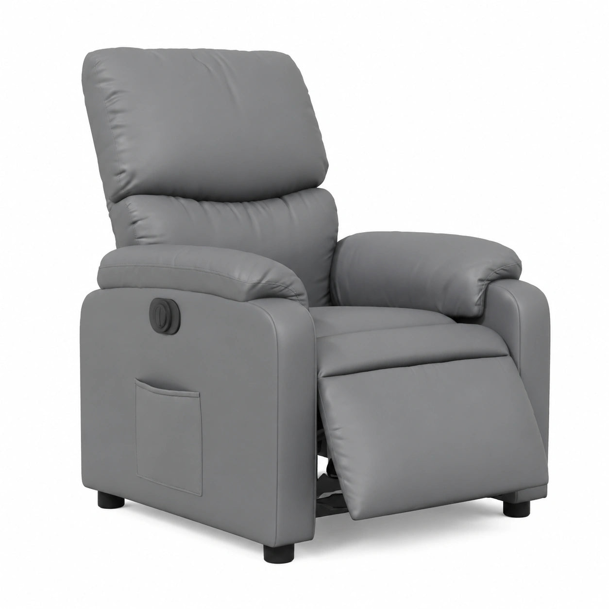 Poltrona Elettrica Reclinabile in Eco Pelle Grigia con Funzione Automatica e Comfort Superiore