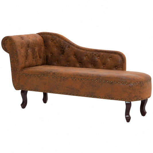 Chaise Longue Ergonomica in Similpelle Marrone di Design Moderno