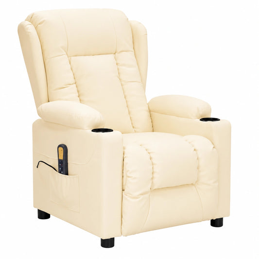 Poltrona relax massaggiante in ecopelle con funzione reclinabile, massaggio a 6 punti, dimensioni 72,5x96x99,5 cm