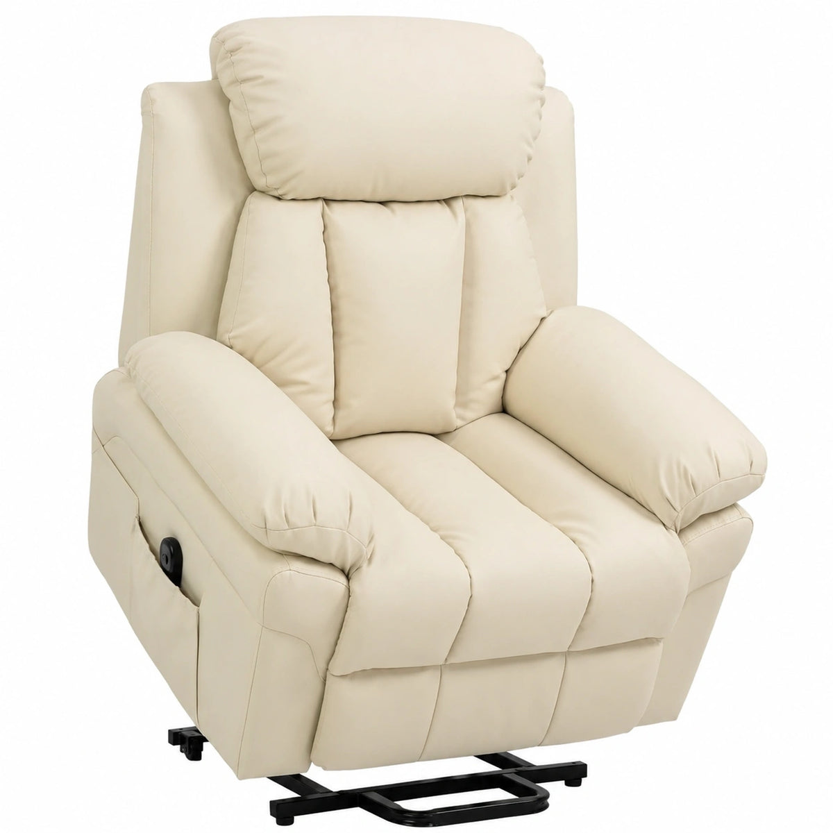 Poltrona Relax Elettrica Reclinabile con Alzapersona e Telecomando, Crema 96x93x105 cm