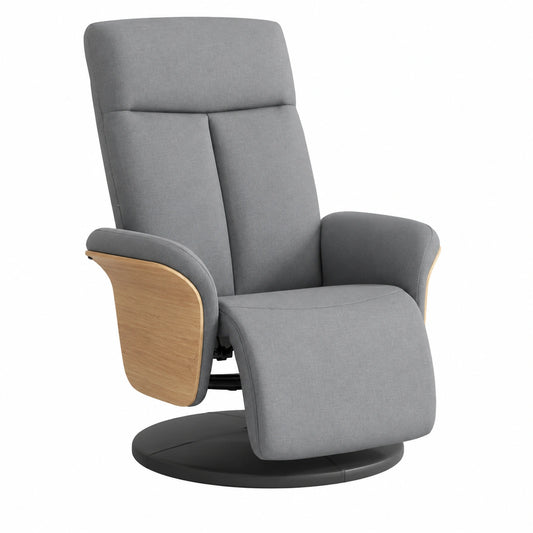 Sedia Massaggiante Reclinabile e Girevole in Tessuto Grigio Chiaro con Poggiapiedi, 79x87x104,5 cm