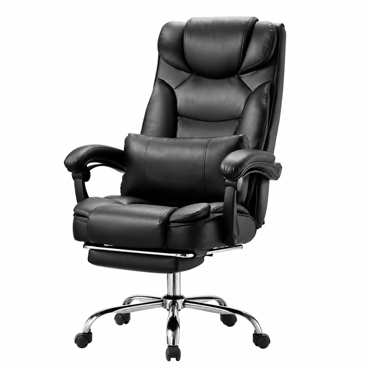 Sedia Ergonomica da Ufficio in Pelle PU con Poggiapiedi e Supporto Lombare, Altezza Regolabile, Capacità 136 kg