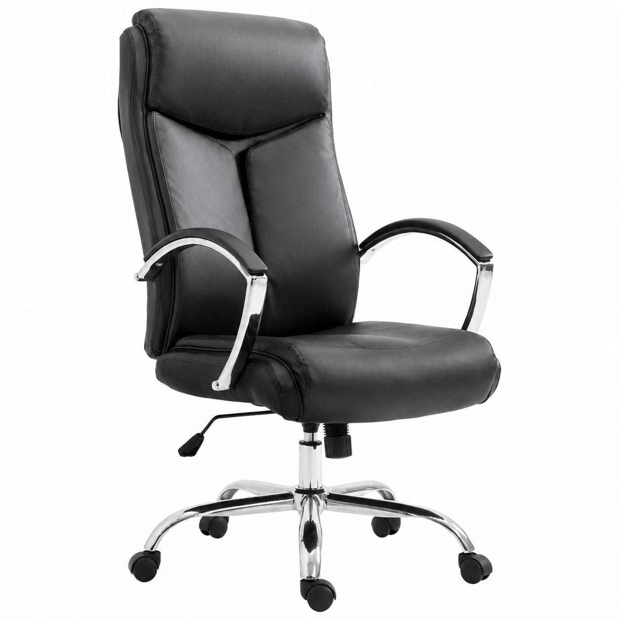 Sedia Ergonomica Da Ufficio in Similpelle Vaud XL, Girevole con Schienale Alto e Braccioli, Colore Nero