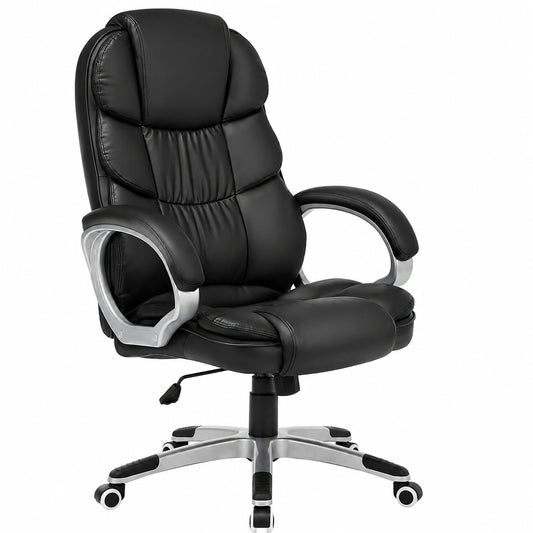 SONGMICS Sedia Girevole da Ufficio Ergonomica Nera, Portata 150 kg