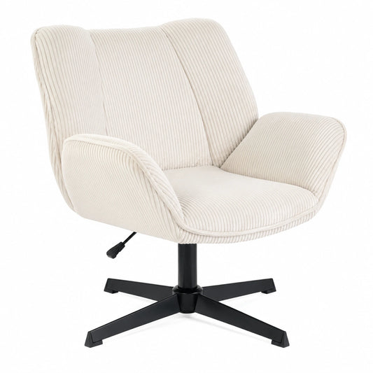 Sedia Girevole in Velluto Beige per Soggiorno e Ufficio - Comoda e Elegante