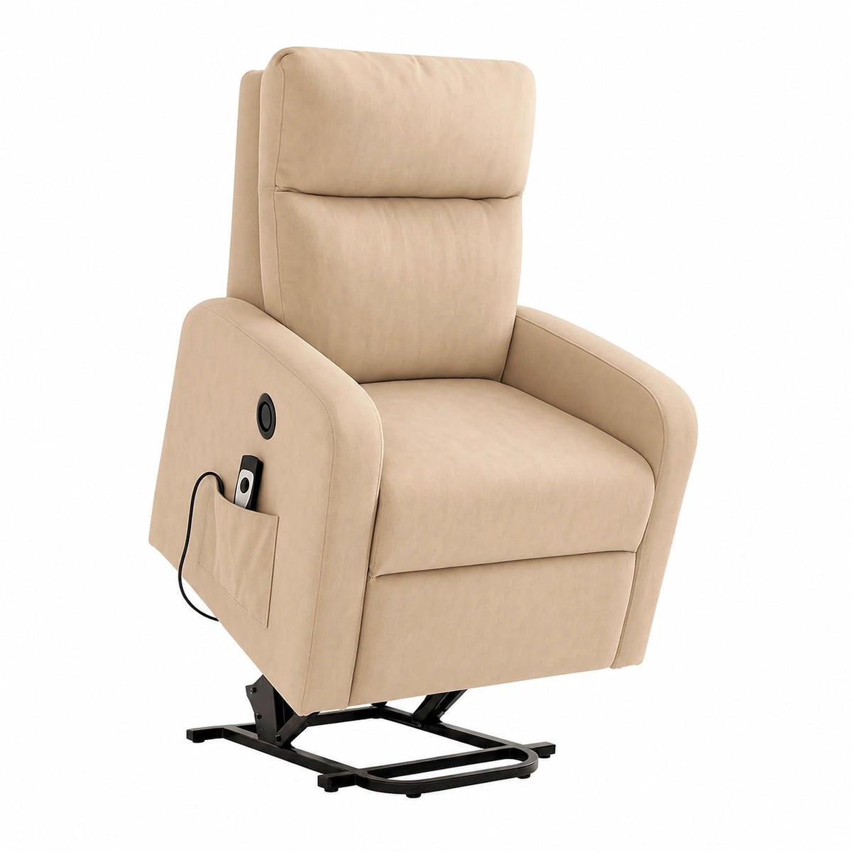 Poltrona Reclinabile e Massaggiante Motorizzata PALUPLUS 74x77x110 cm, Tessuto Traspirante con Alzapersona e Ruote, Design Moderno (Tortora Chiaro)