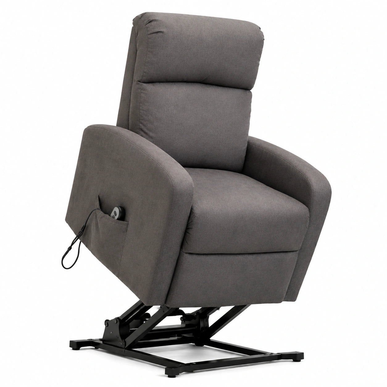 Poltrona Relax Elettrica Reclinabile con Alzapersona e Telecomando, Ergonomica, Comoda per Anziani, Colore Grigio, 65x85x105 cm