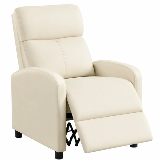 Sedia Relax Reclinabile Manuale con Poggiapiedi in Tessuto Beige