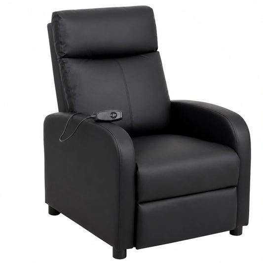 Poltrona Relax Elettrica in Schiuma Morbida con Telecomando e Poggiapiedi, Facile da Montare, Nero, 66x75x99 cm