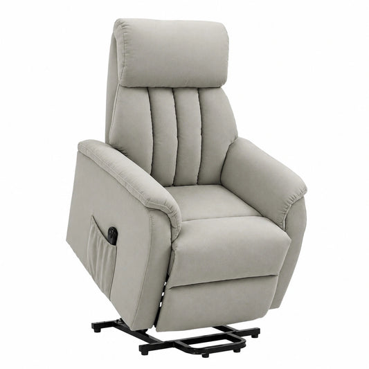 Poltrona Reclinabile HOMCOM con Funzione Alzapersona, Telecomando e Poggiapiedi, Grigio 75x93x110 cm