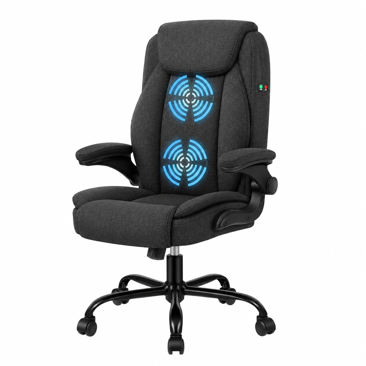 Sedia da Ufficio Ergonomica con Massaggio e Supporto Lombare, Poltrona Girevole Regolabile in Altezza, Capacità 150 kg, Colore Nero